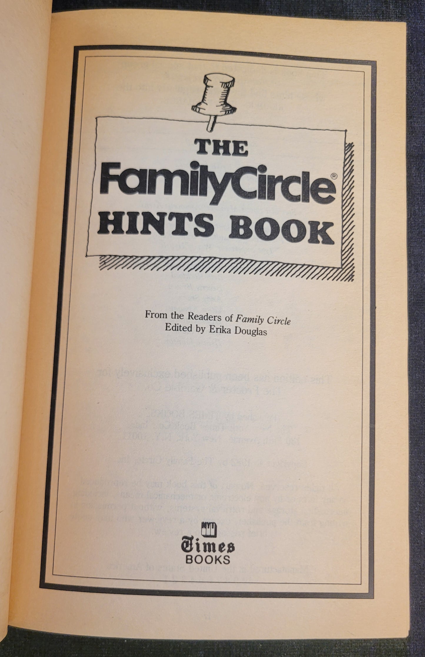 The Family Circle HInts Book edited by Erika Douglas - 1982