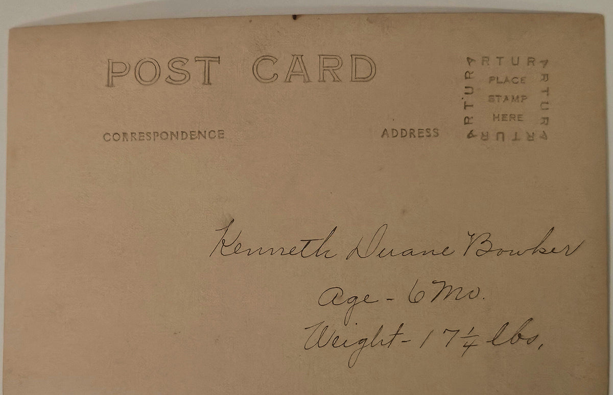 RPPC Baby Kenneth In White Dress, 1920s Baby Picture- Vintage Real PhotoPostcard