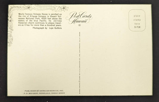 World Famous Volcano House - Hawaii Volcanoes National Park - Vintage Hawaii Postcard