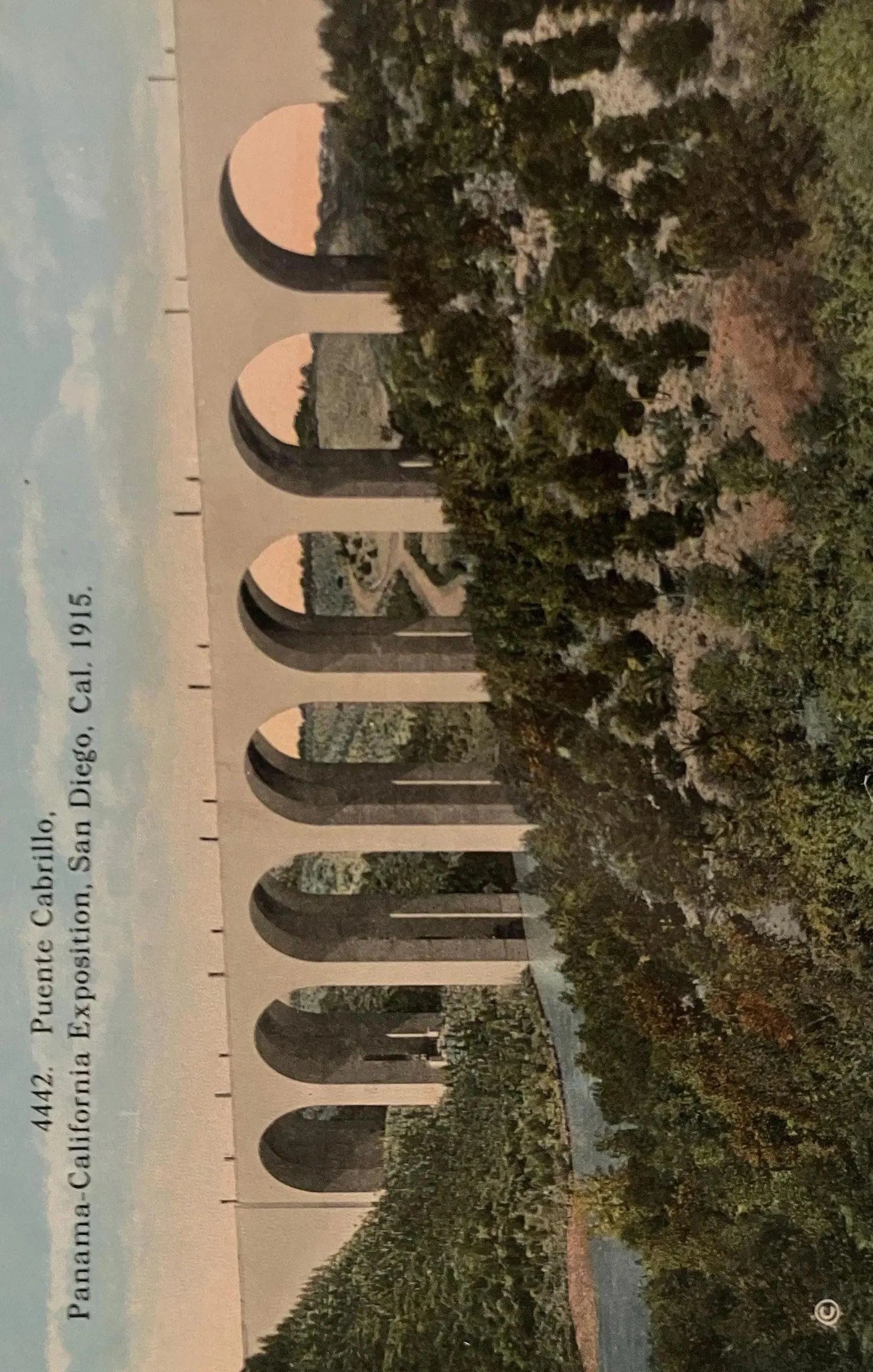 Puente Cabrillo Panama-California Exposition, San Diego, California. 1915 - Vintage Bridge Postcard - High Bridge over valley