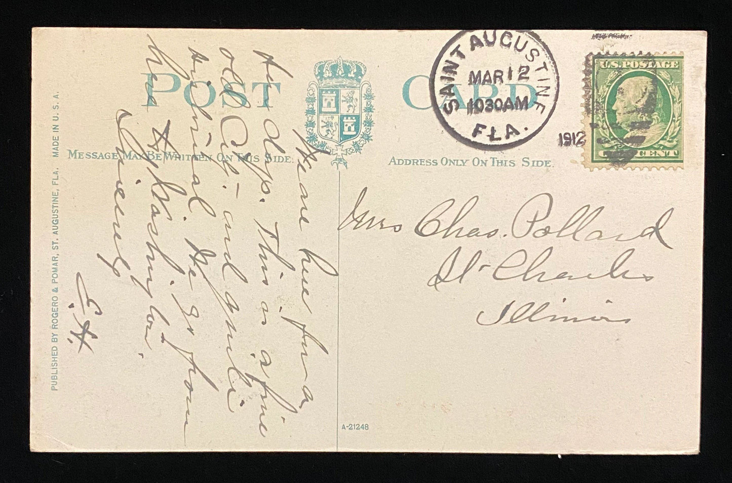 Palm Row, St. Augustine, Florida - Vintage Postcard