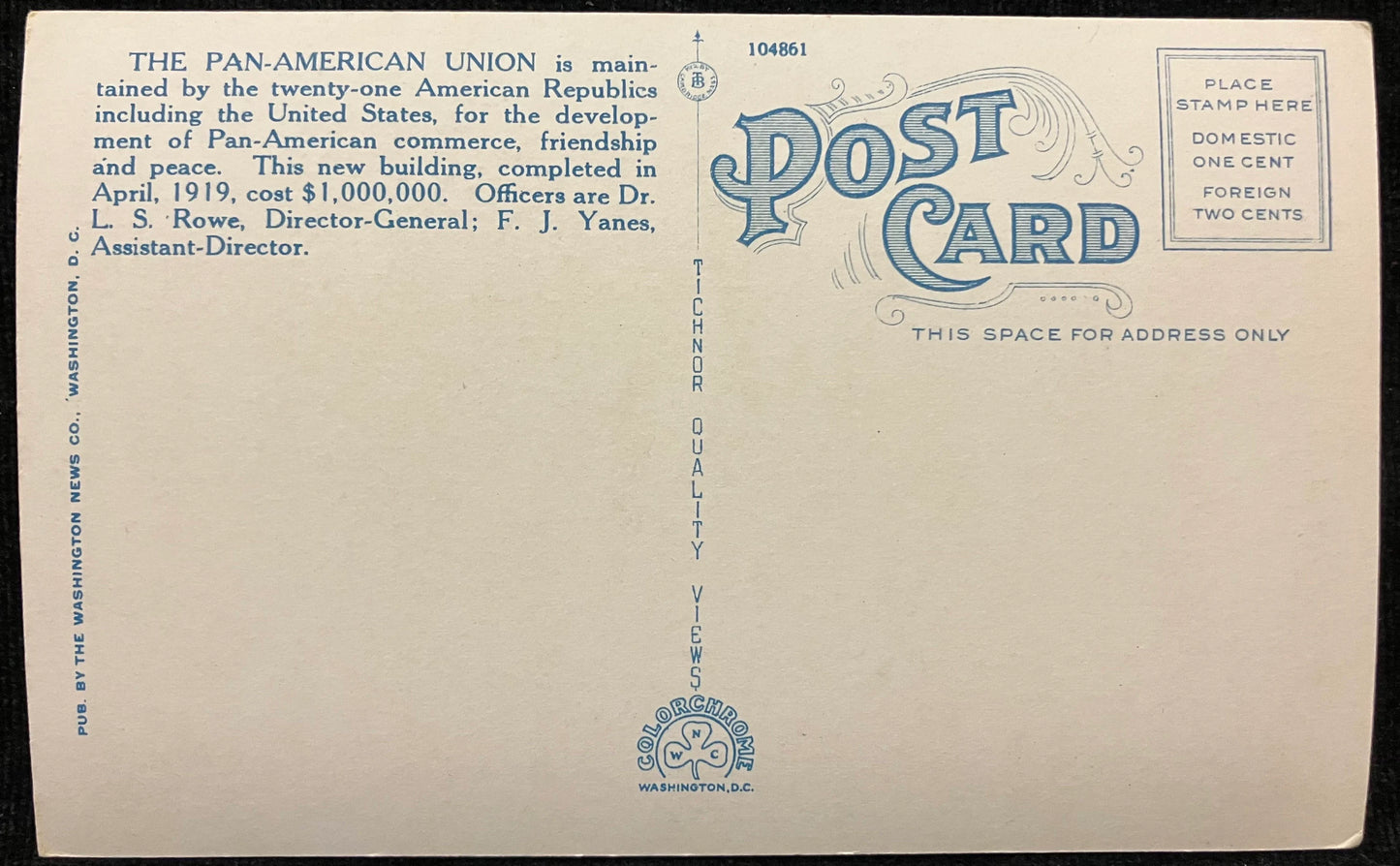 Pan-American Union, Washington, D. C. - Vintage Postcard