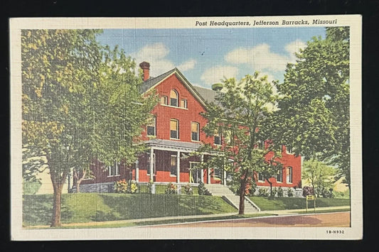 Post Headquarters, Jefferson Barracks, Missouri - Vintage Postcard