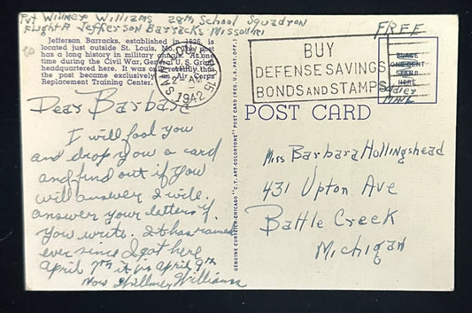 Post Headquarters, Jefferson Barracks, Missouri - Vintage Postcard