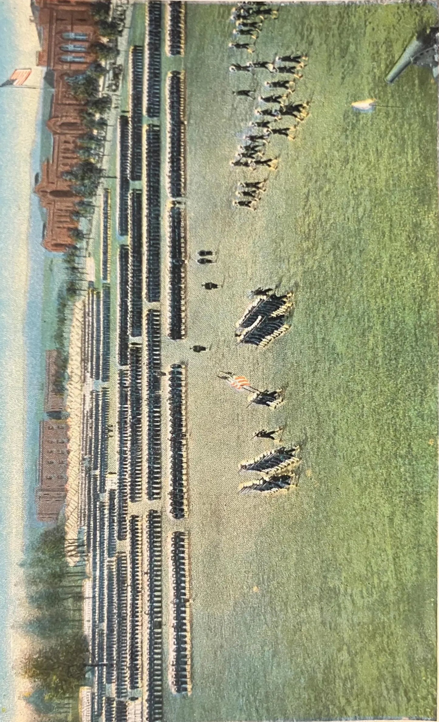 Passing Review. - U. S. Naval Training Station, Great Lakes, Illinois - Vintage Navy Postcard