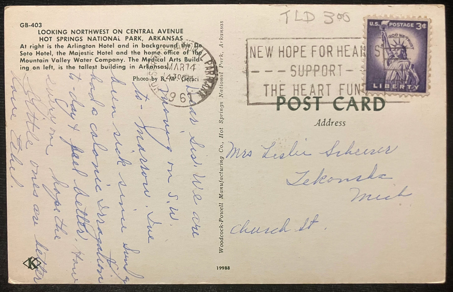 Hot Springs National Park - Arkansas - Vintage Postcard