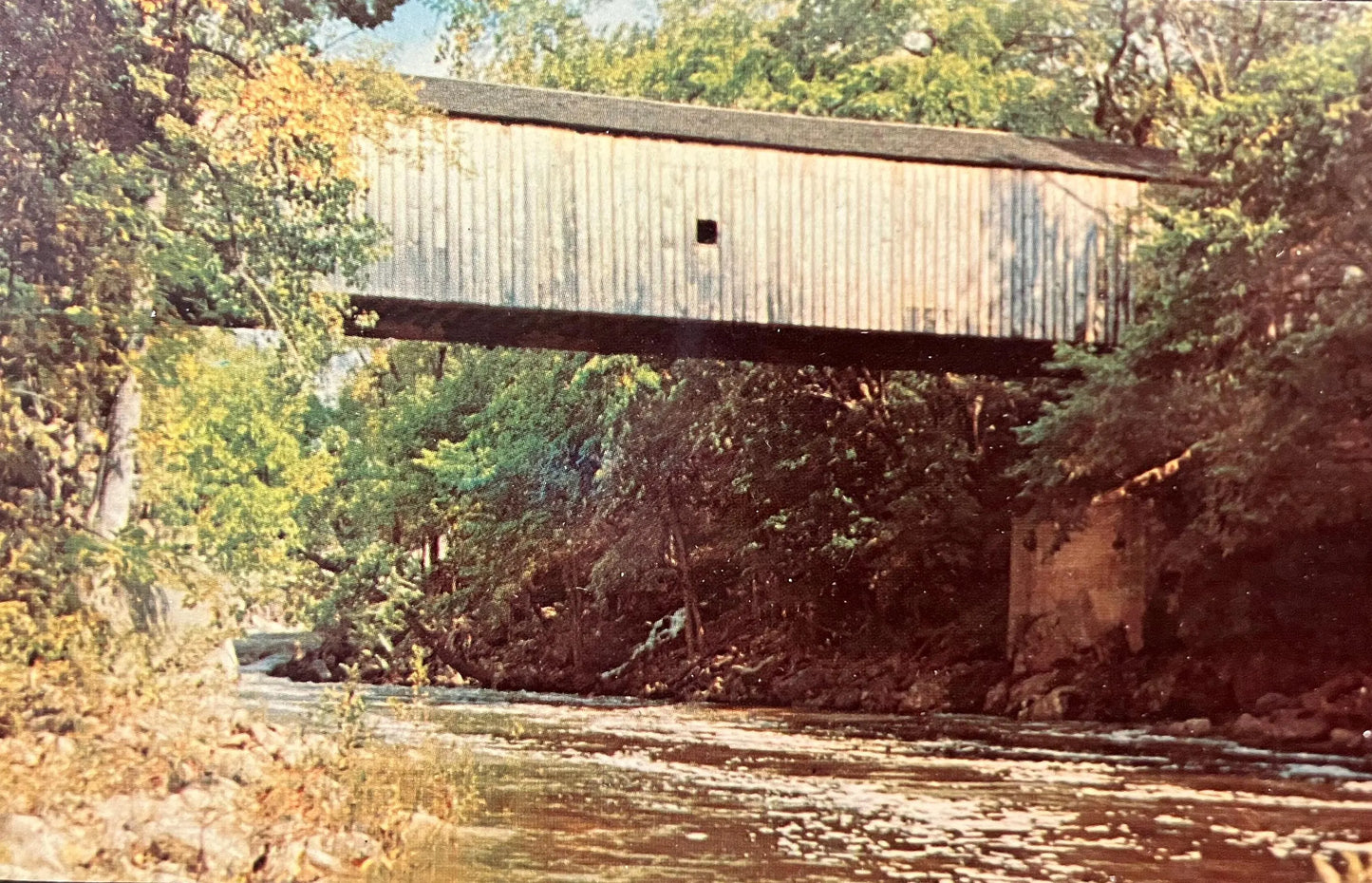 Bull’s Bridge, over the Housatonic River in Connecticut - Photo by Ray Mainwaring - Vintage Covered Bridge Postcard