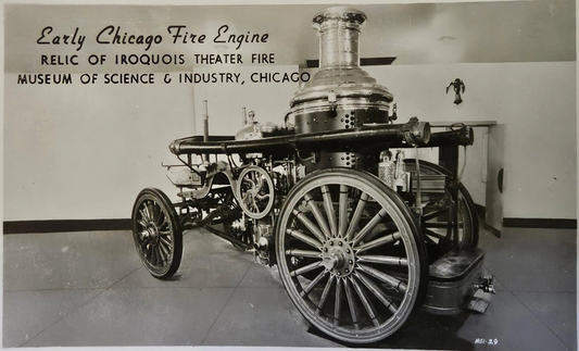 PR? & Description - RPPC - Early Chicago Fire Engine - Vintage Photo Postcard