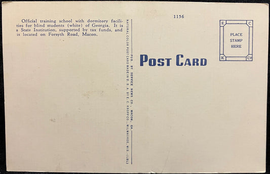 Georgia Academy for the Blind - Macon, Georgia - Vintage School Postcard