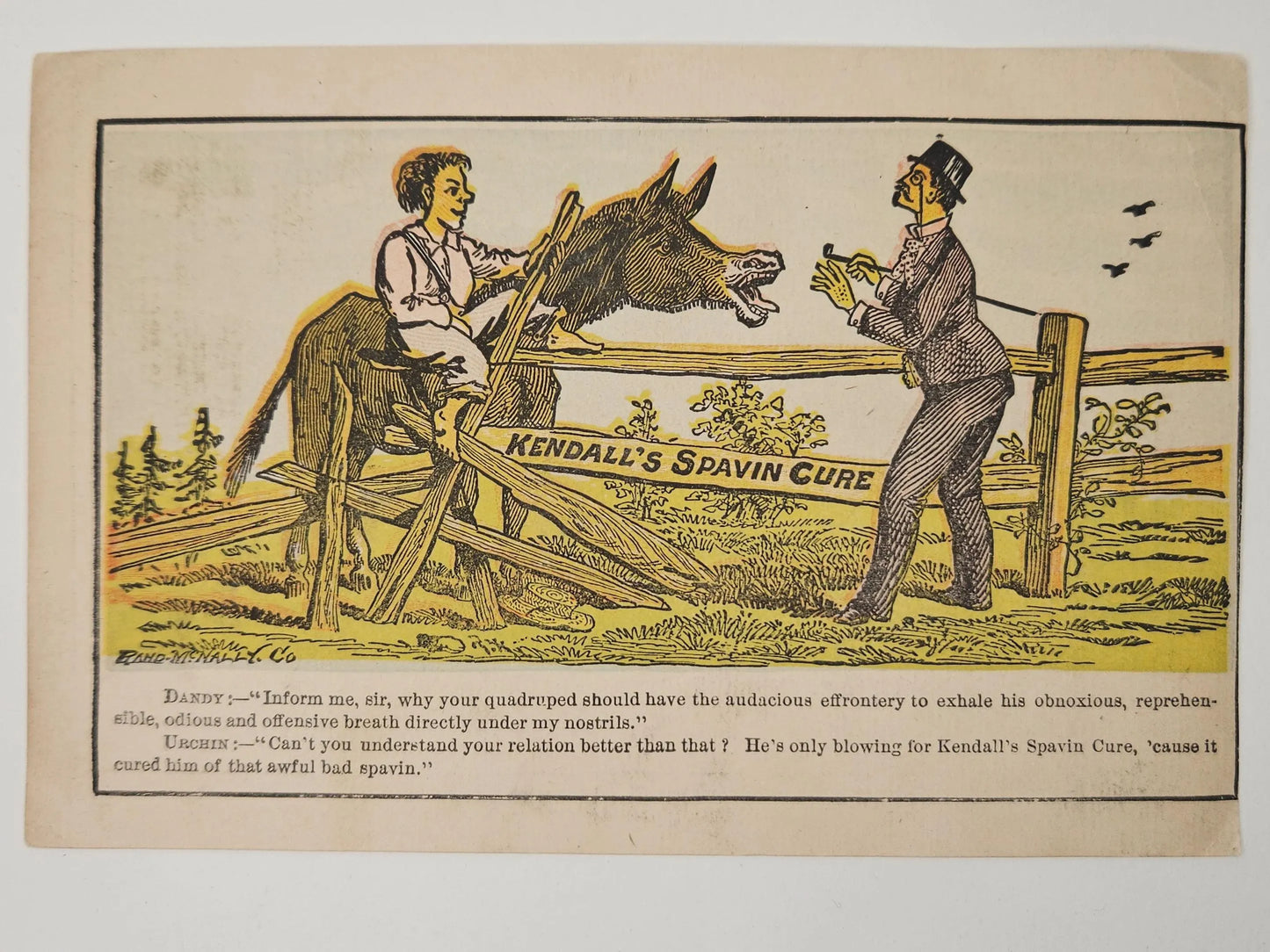 1880s Kendall's Spavin Cure for man and beast- Advertisement Trade Card- Enosburgh, Vermont