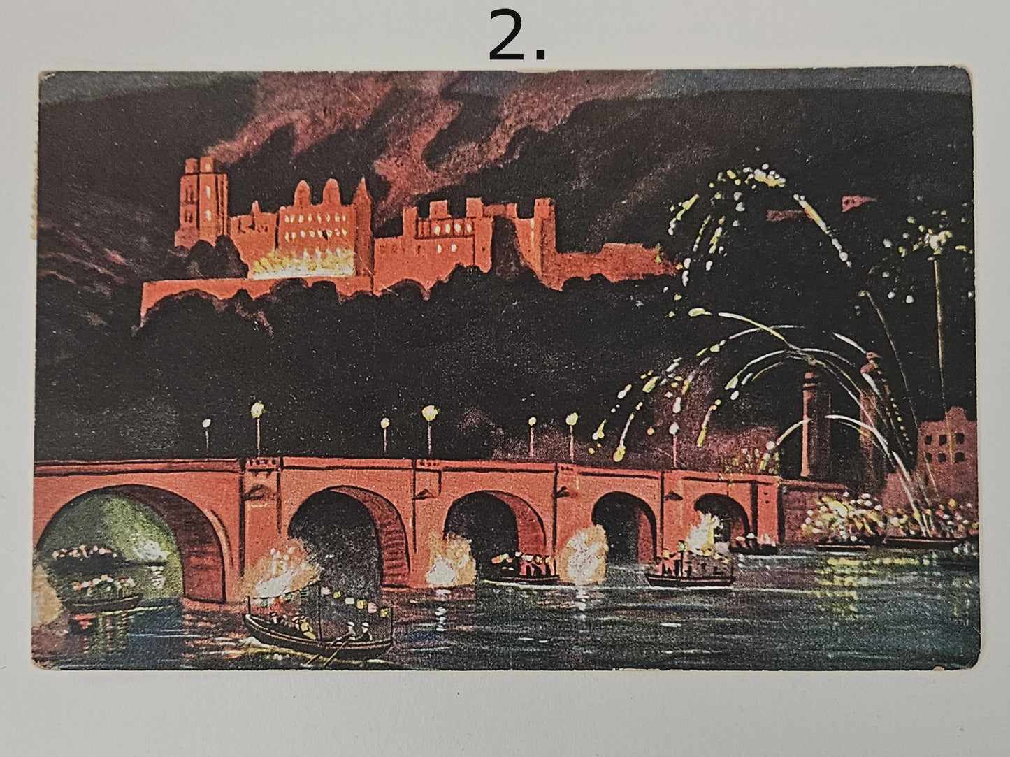1926 Heidelberg Germany Bridge Postcard- " Die Sclossbeleuchtung" - Germany Deutsches Reich 400 Mark 1922 Samp
