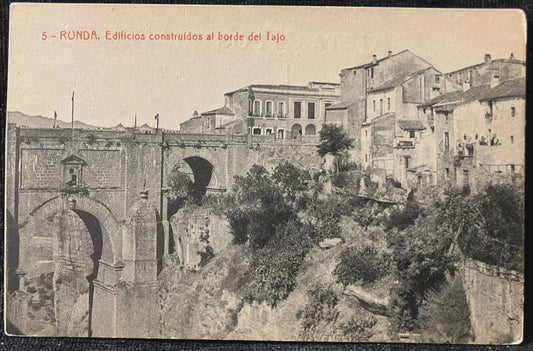 Ronda, Edificios construidos al borde del Tajo - Vintage Spain Postcard