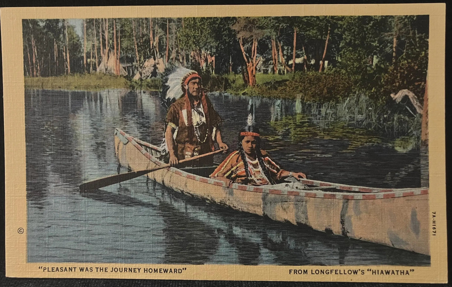 Pleasant Was the Journey Homeward - From Longfellow’s “Hiawatha” - Vintage Postcard