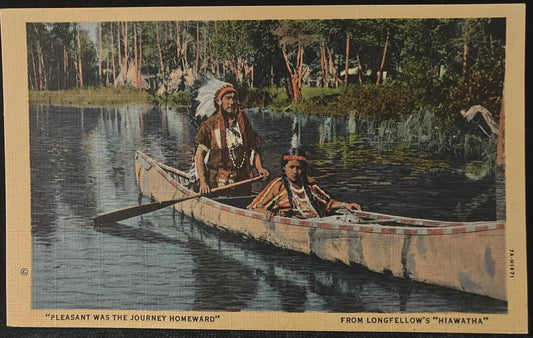 Pleasant Was the Journey Homeward - From Longfellow’s “Hiawatha” - Vintage Postcard