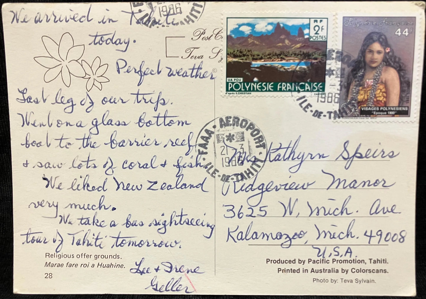 Religious Offer Grounds - Huahine Island, Polynesia - Vintage Postcard