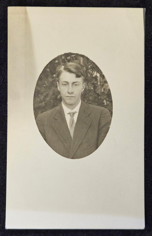 RPPC - Young well dressed Man's Oval Portrait - Vintage Postcard