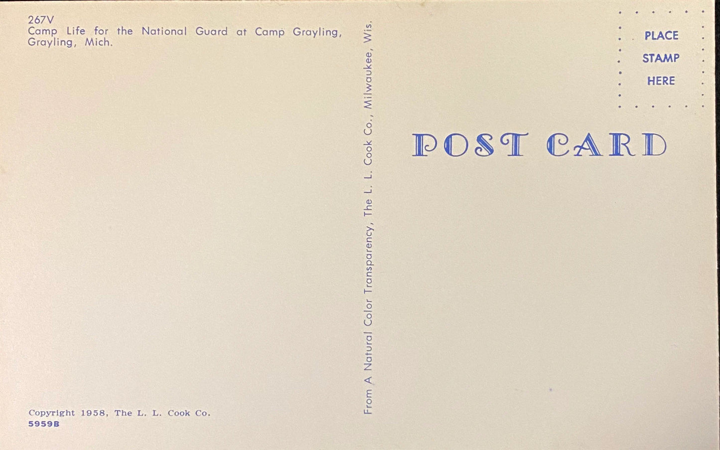 National Guard Camping in Michigan - 1958 Postcard