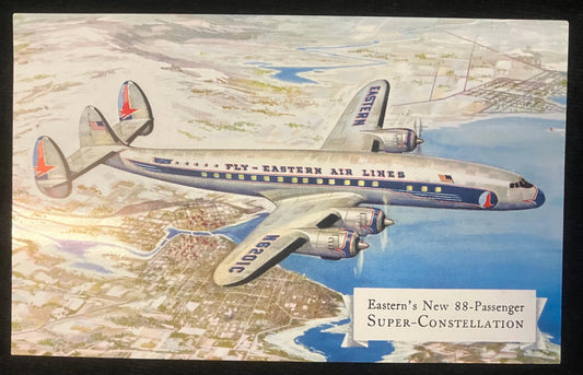Easter’s New 88-Passenger Super-Constellation - Vintage Airplane Postcard