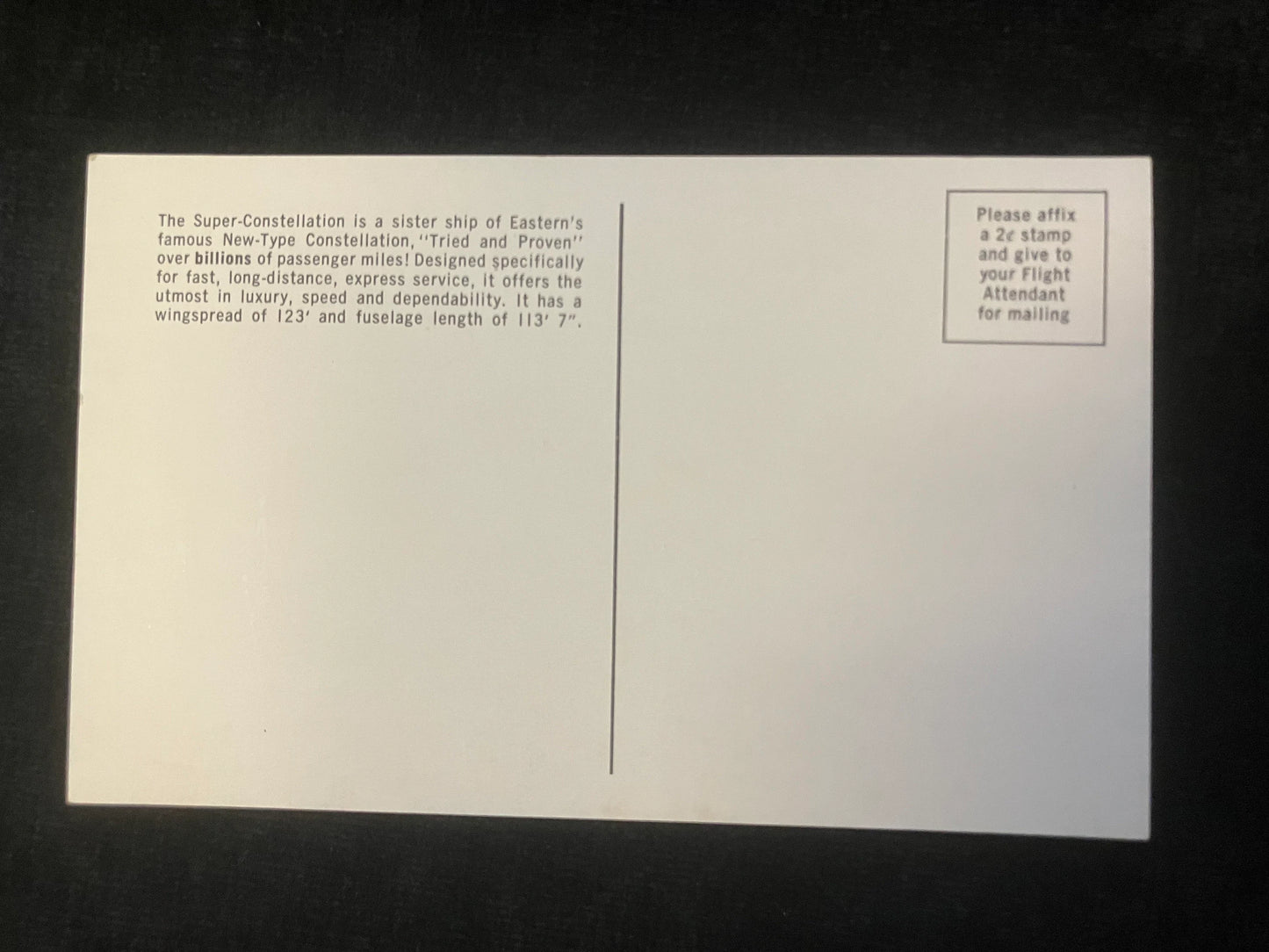 Easter’s New 88-Passenger Super-Constellation - Vintage Airplane Postcard