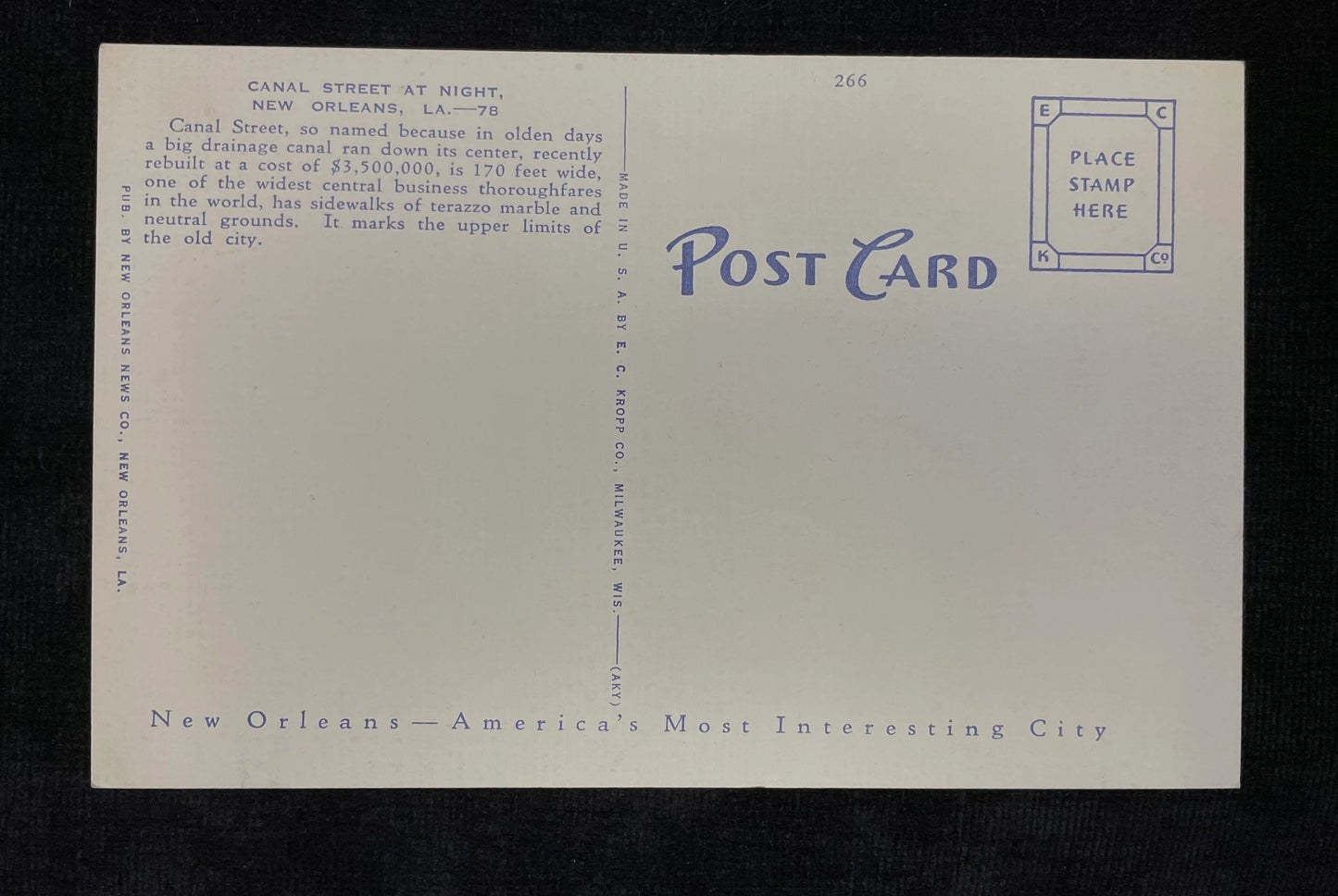 Canal Street at Night, New Orleans, Louisiana 1940s - Vintage New Orleans Postcard - Vintage Nighttime Postcard -
