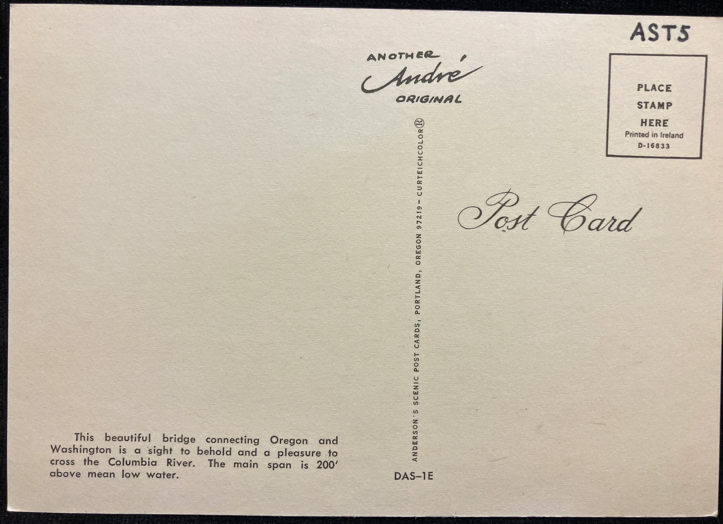 Astoria Bridge, Oregon - Vintage Postcard