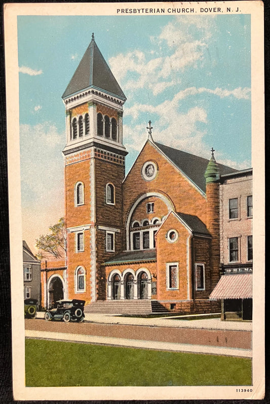 Presbyterian Church, Dover, New Jersey - Vintage Church Postcard