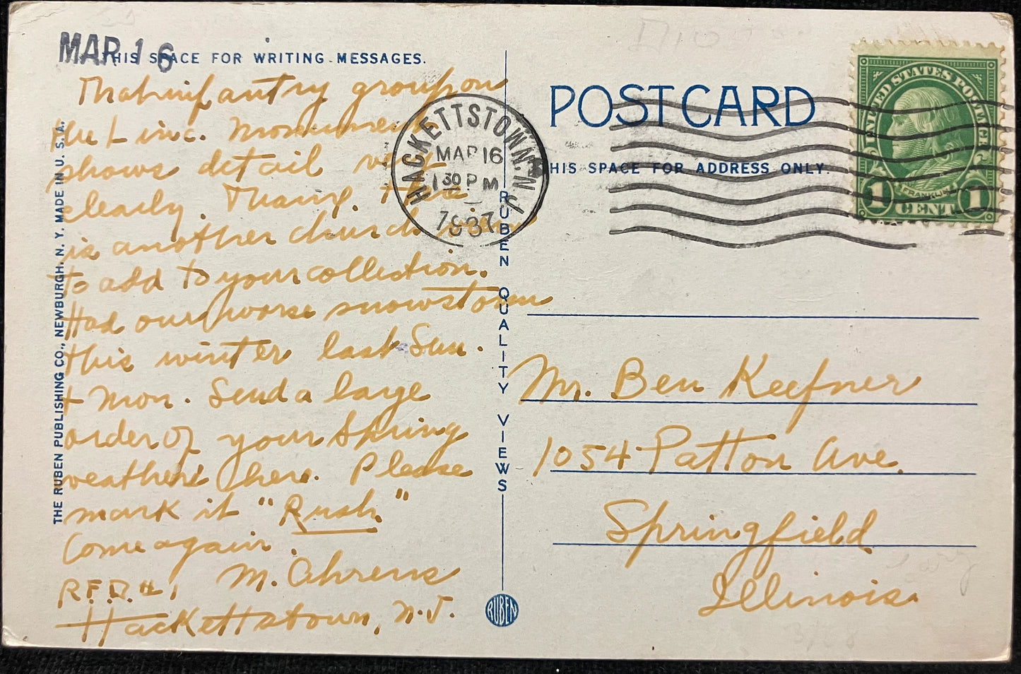 Presbyterian Church, Dover, New Jersey - Vintage Church Postcard