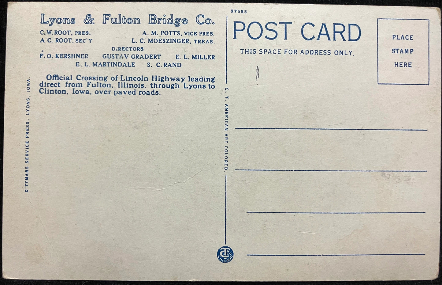 Lincoln Highway - Lyons and Fulton Bridge over Mississippi River - Official Gateway to Iowa and Illinois - Vintage Postcard