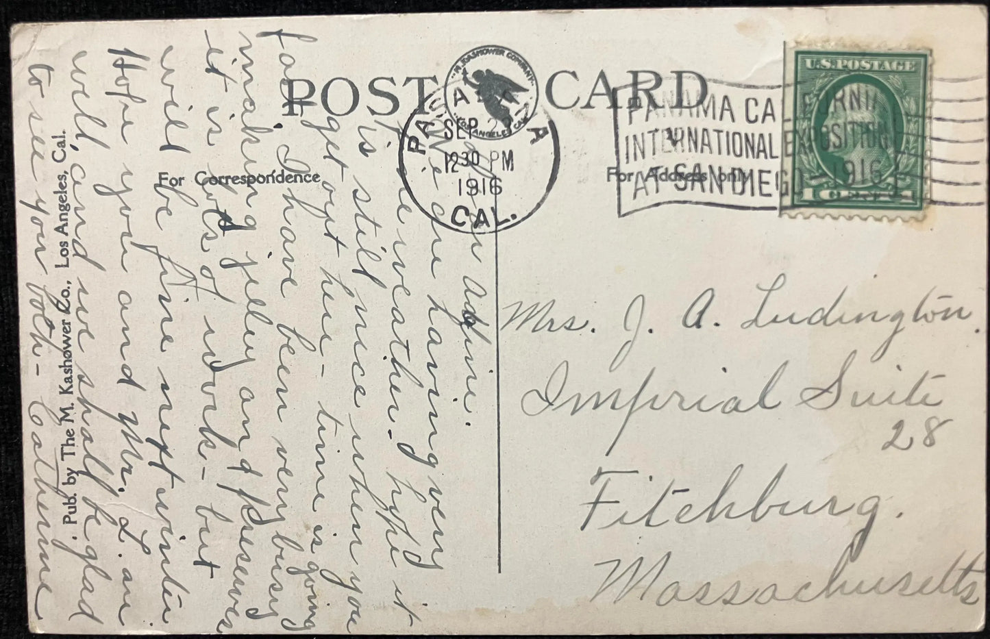 A Bungalow Residence Street, California - Postcard - 1915