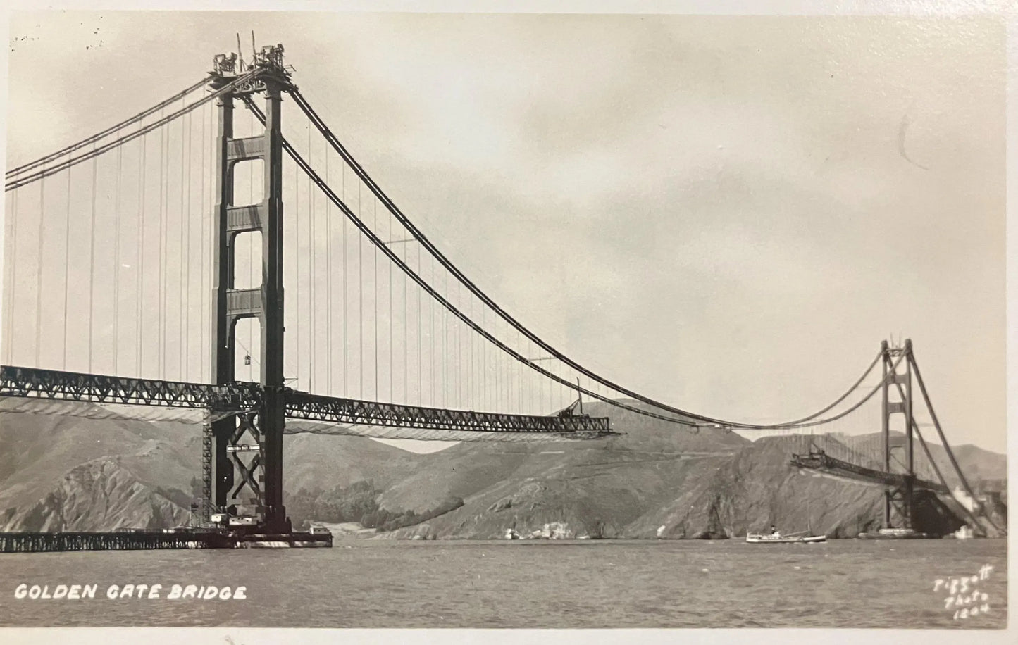 RPPC - Golden Gate Bridge - Piggott Photo 1940s - Vintage Real Photo Post Card Postcard - San Francisco Golden Gate Bridge Photo