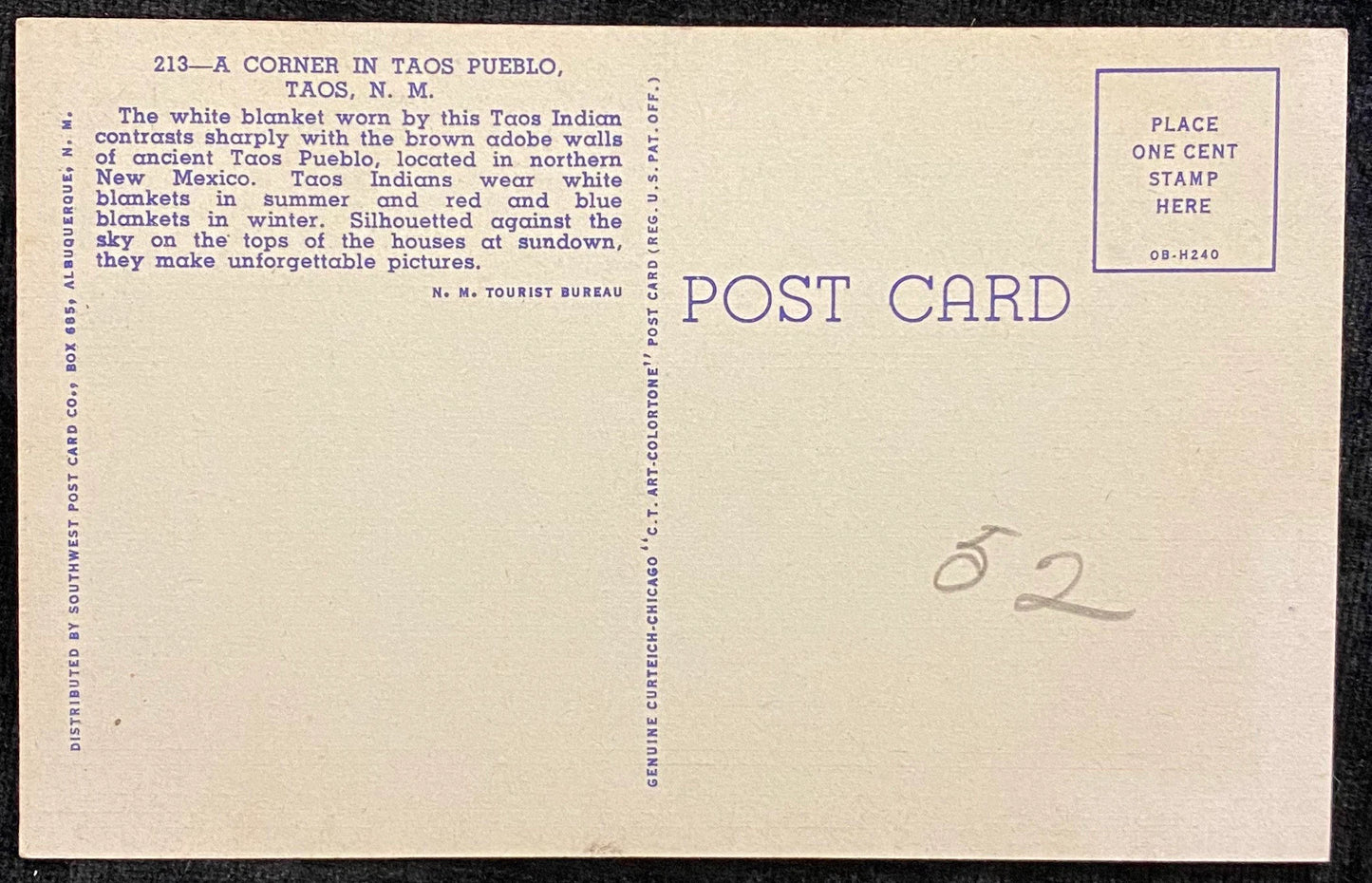 A Corner in Taos Pueblo - Taos, New Mexico - 1940 Linen Postcard