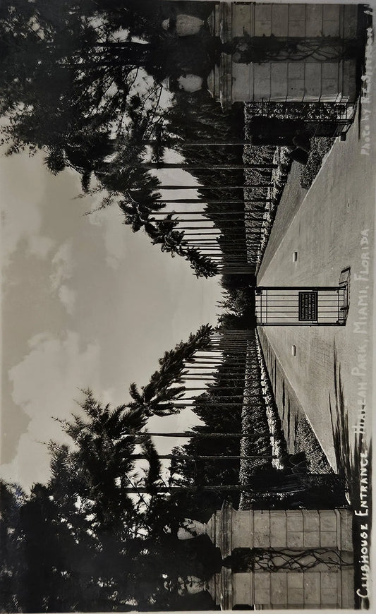 RPPC HiaLeah Park Race Track Clubhouse Entrance, Miami, Florida - Vintage Postcard