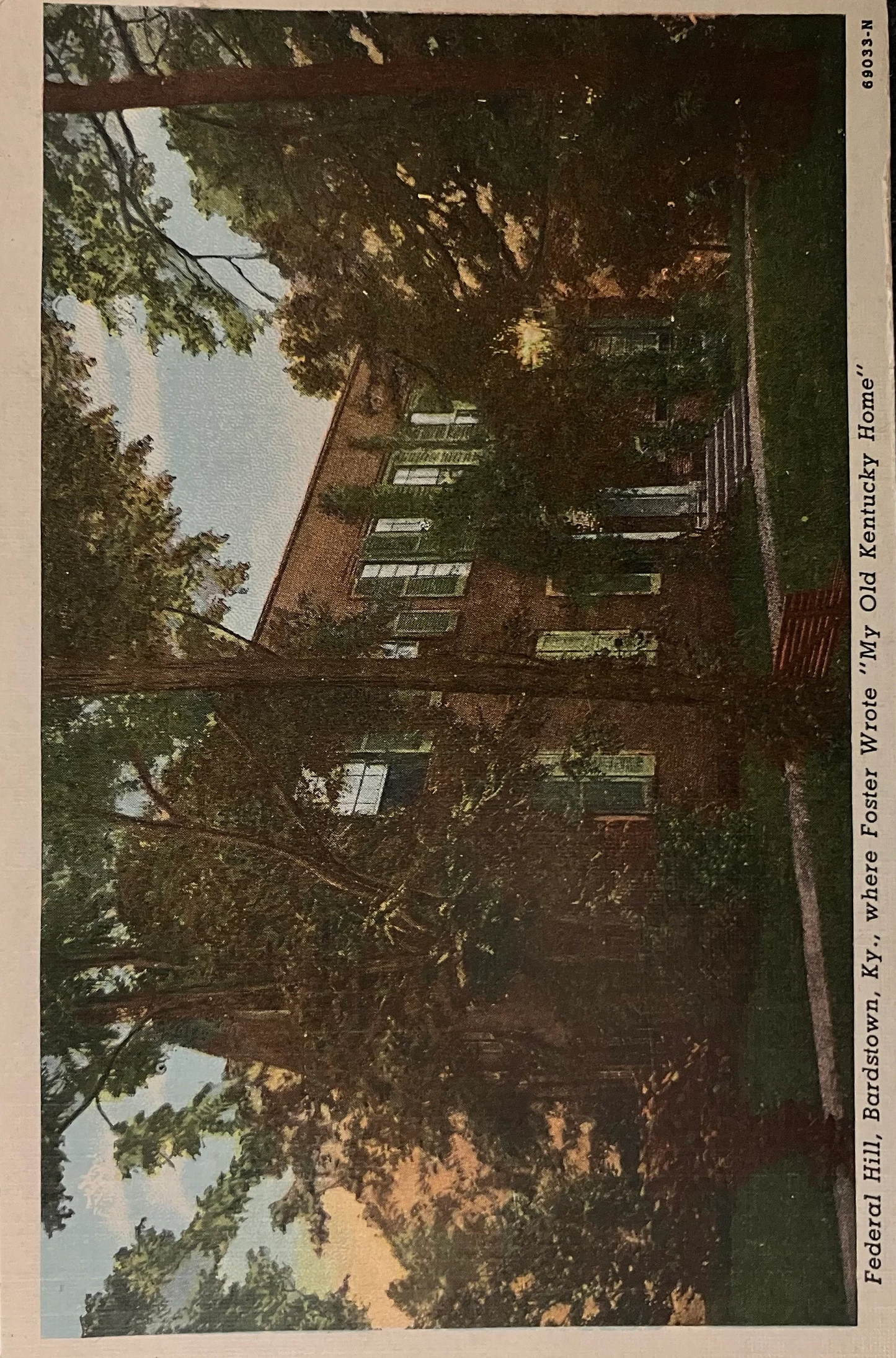 Federal Hill - Bardstown, Kentucky - Where Foster Wrote “My Old Kentucky Home” - 1940s Linen Postcar