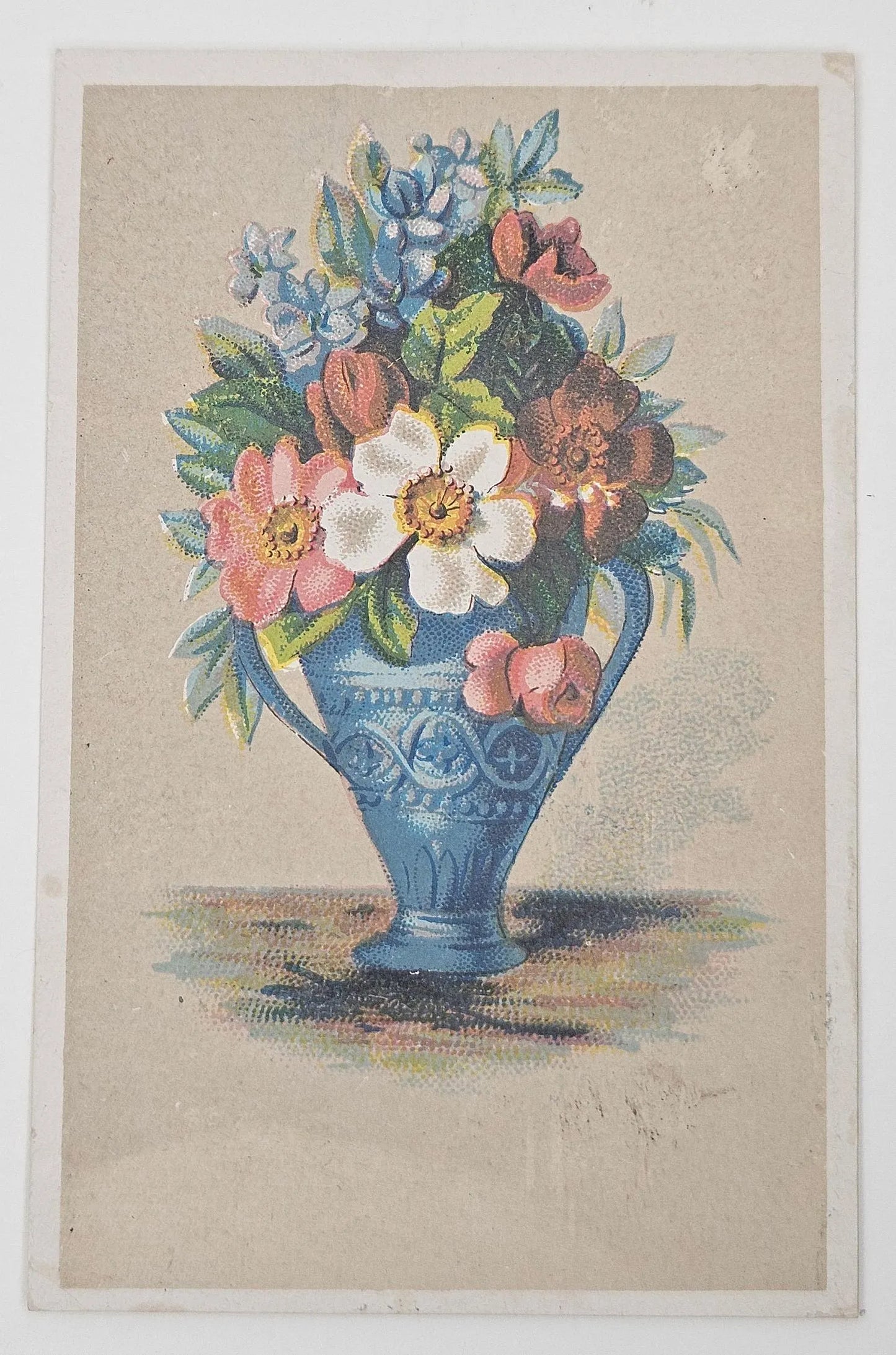 Lion Coffee, Woolson Spice Co. Trade Card -Botanical Illustration, Floral Arrangement in Vase