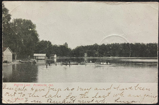 Pretty Lake, Plymouth, Indiana - H. P. Fuller - Vintage Postcard