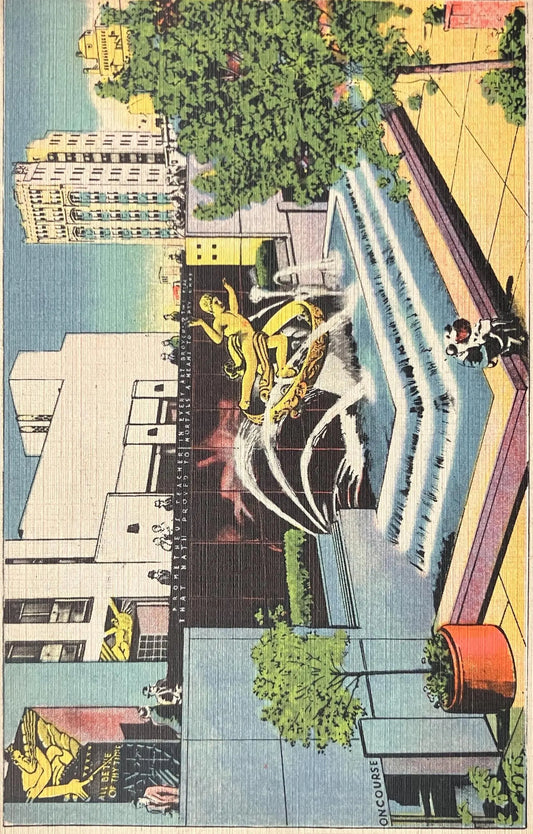 Prometheus Fountain in Rockefeller Center, New York City - Photo by Newspictures - Vintage Postcard