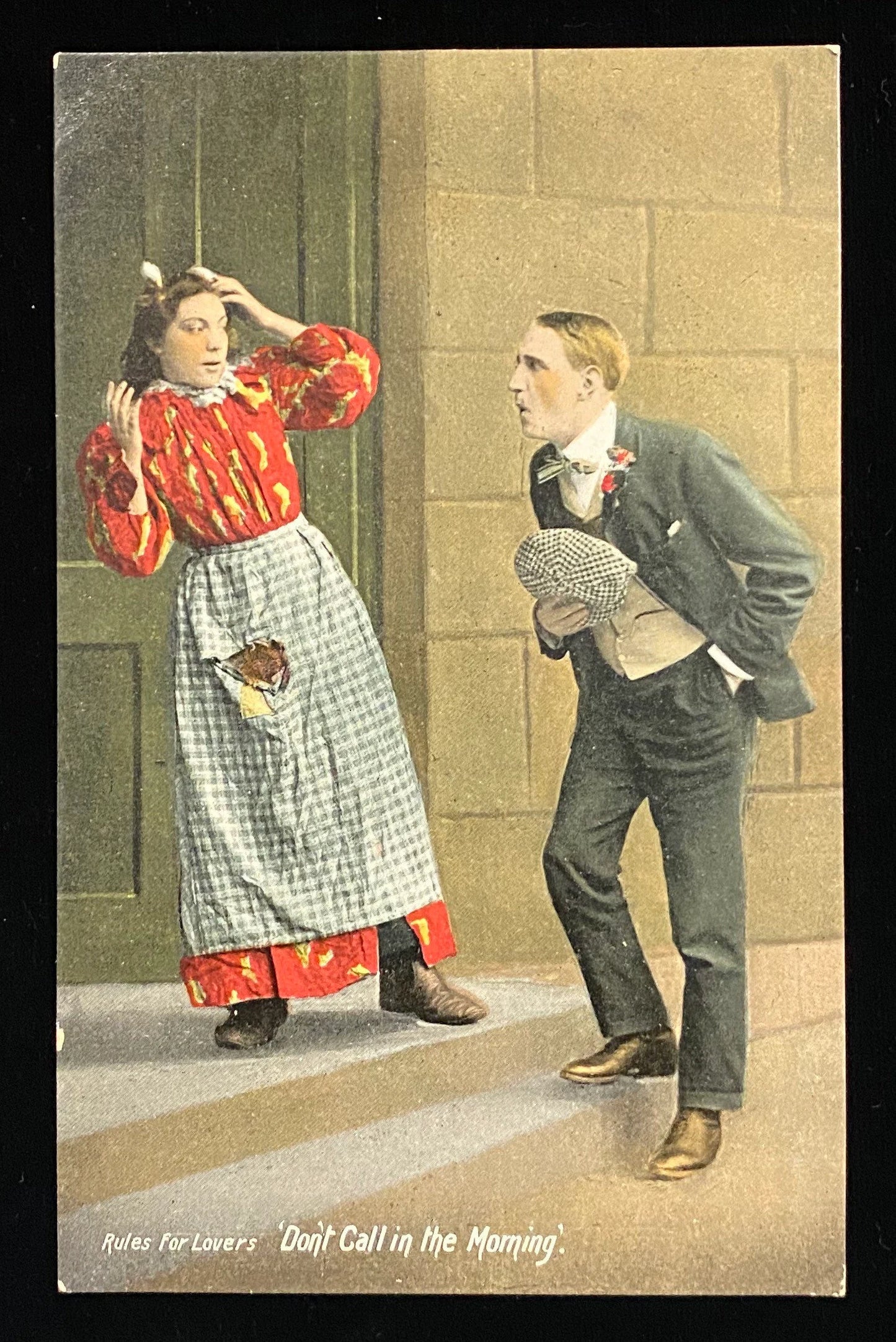 Rules for Lovers 'Don't Call in the Morning.' - Vintage Postcard