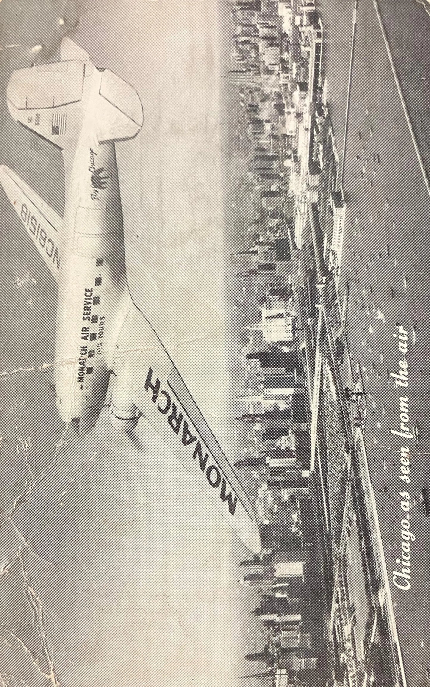 Chicago as Seen from the Air - 1950s Advertising Postcard Sight-Seeing Flights Over Chicago, Illinois - Vintage Airplane Postcard