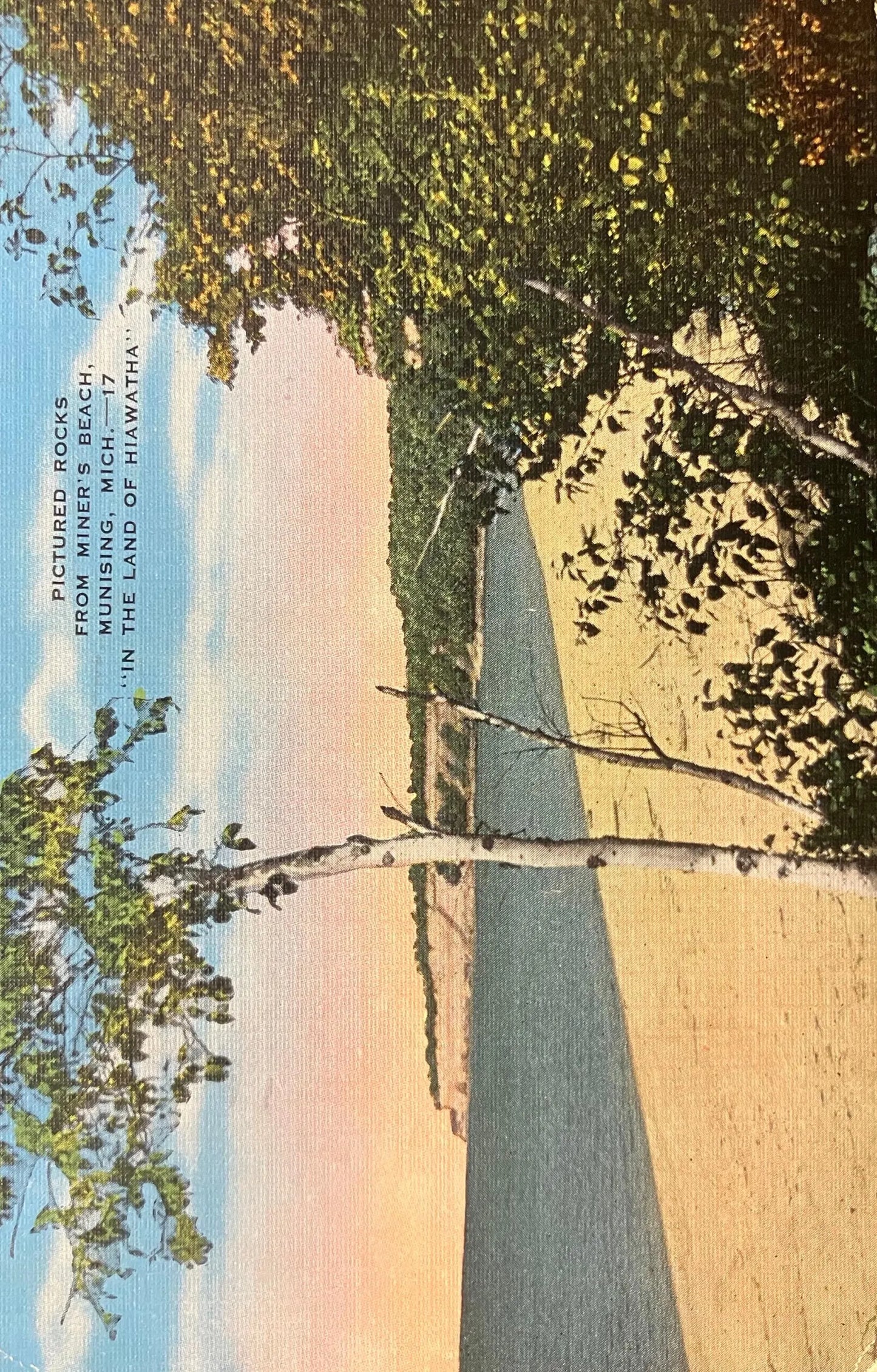 Pictured Rocks from Miner’s Beach, Munising, Michigan, “In the Land of Hiawatha,” - Vintage Postcard