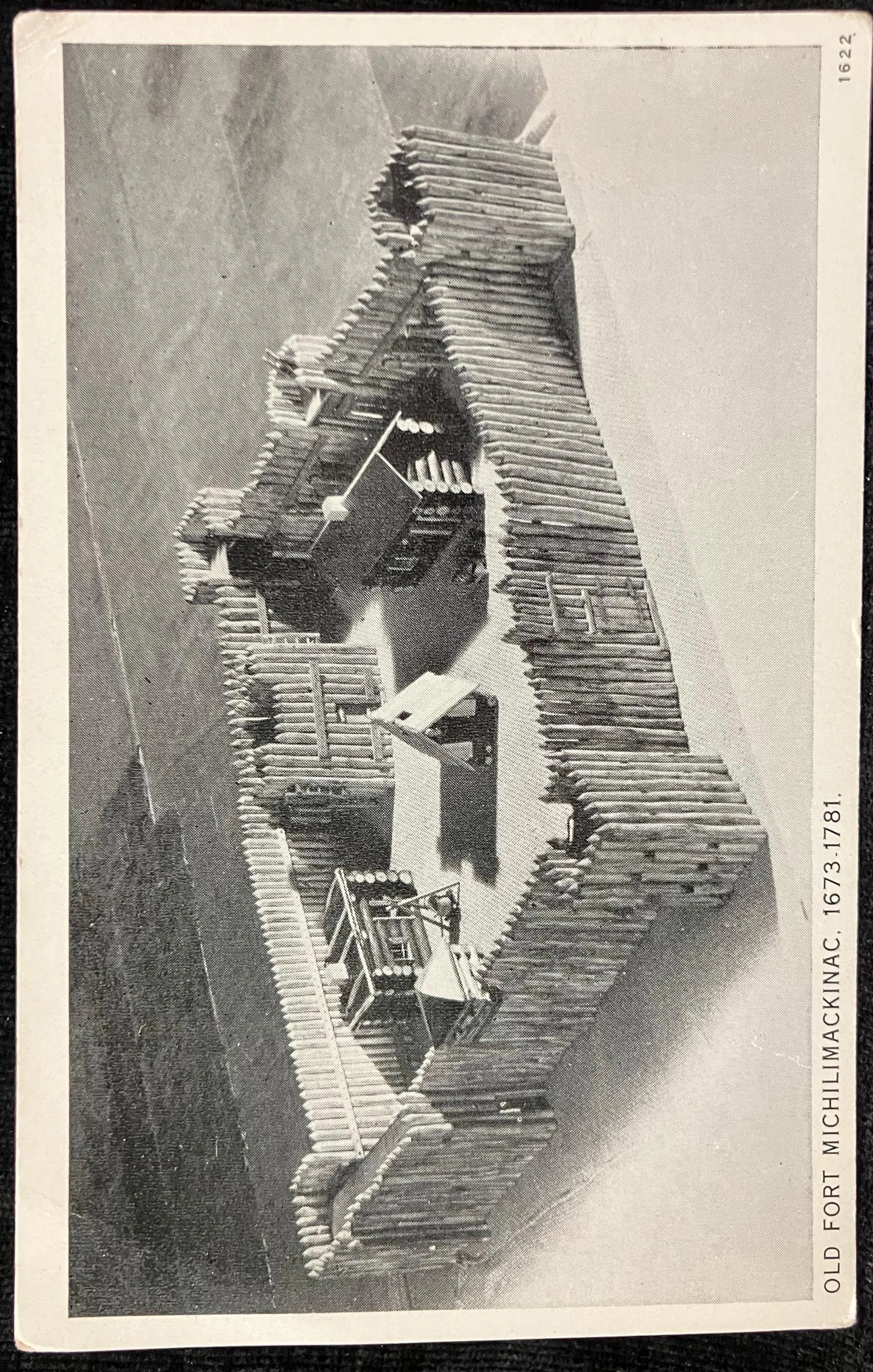 Old Fort Michilimackinac 1673-1781 - Vintage Black and White Postcard