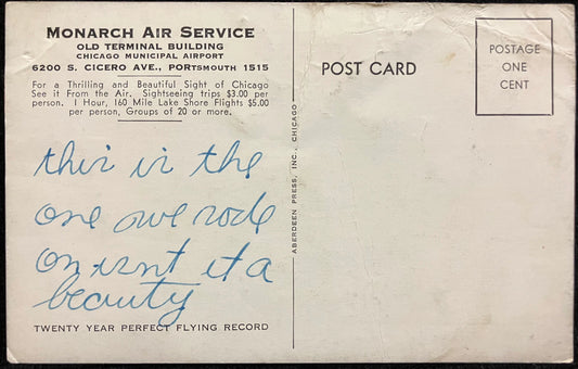 Chicago as Seen from the Air - 1950s Advertising Postcard Sight-Seeing Flights Over Chicago, Illinoi