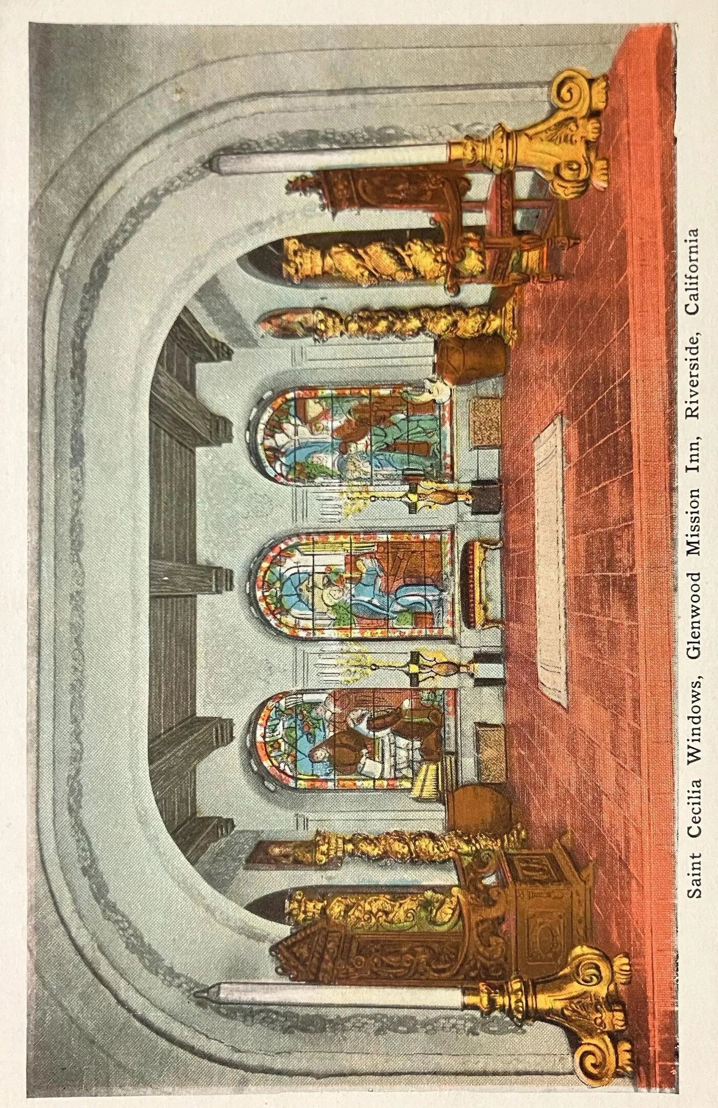 Saint Cecilia Windows, Glenwood Mission Inn, Riverside, California - Vintage Postcard