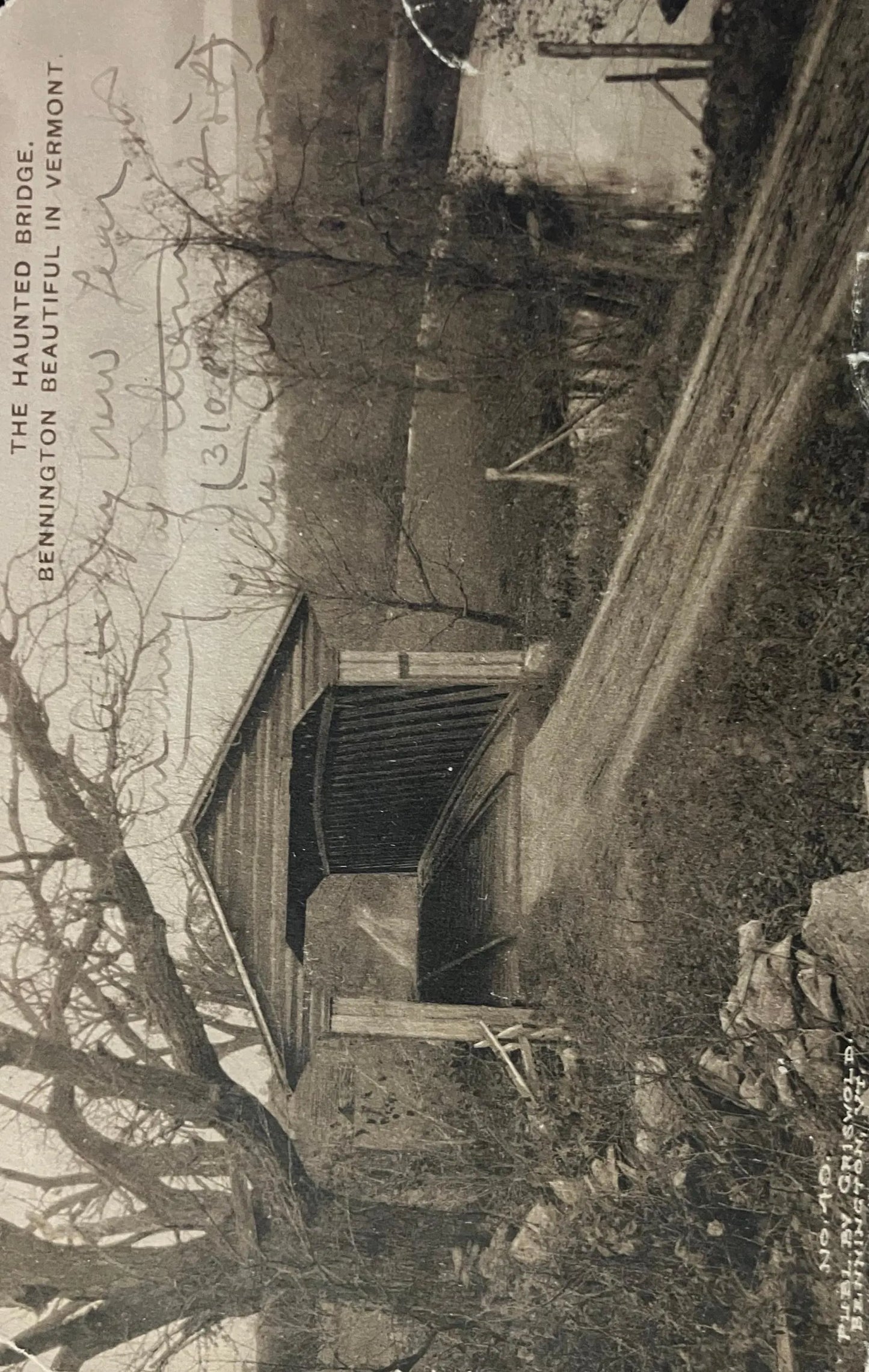 The Haunted Bridge, Bennington, Beautiful in Vermont - Vintage Postcard