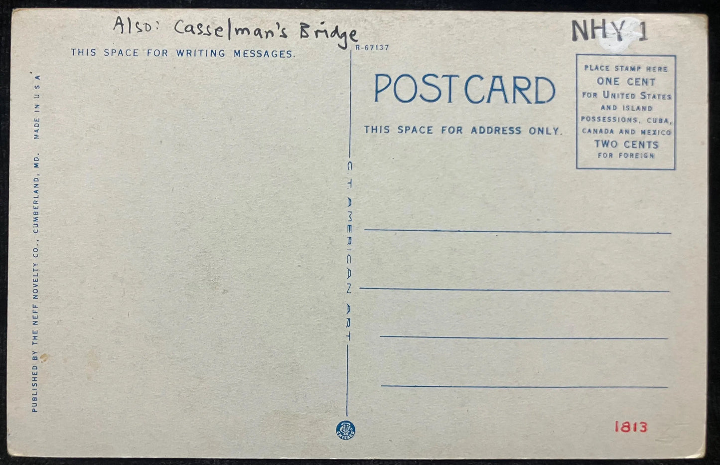 National Highway Bridge over Castleman River, West of Frostburg, Maryland - Vintage Bridge Postcard