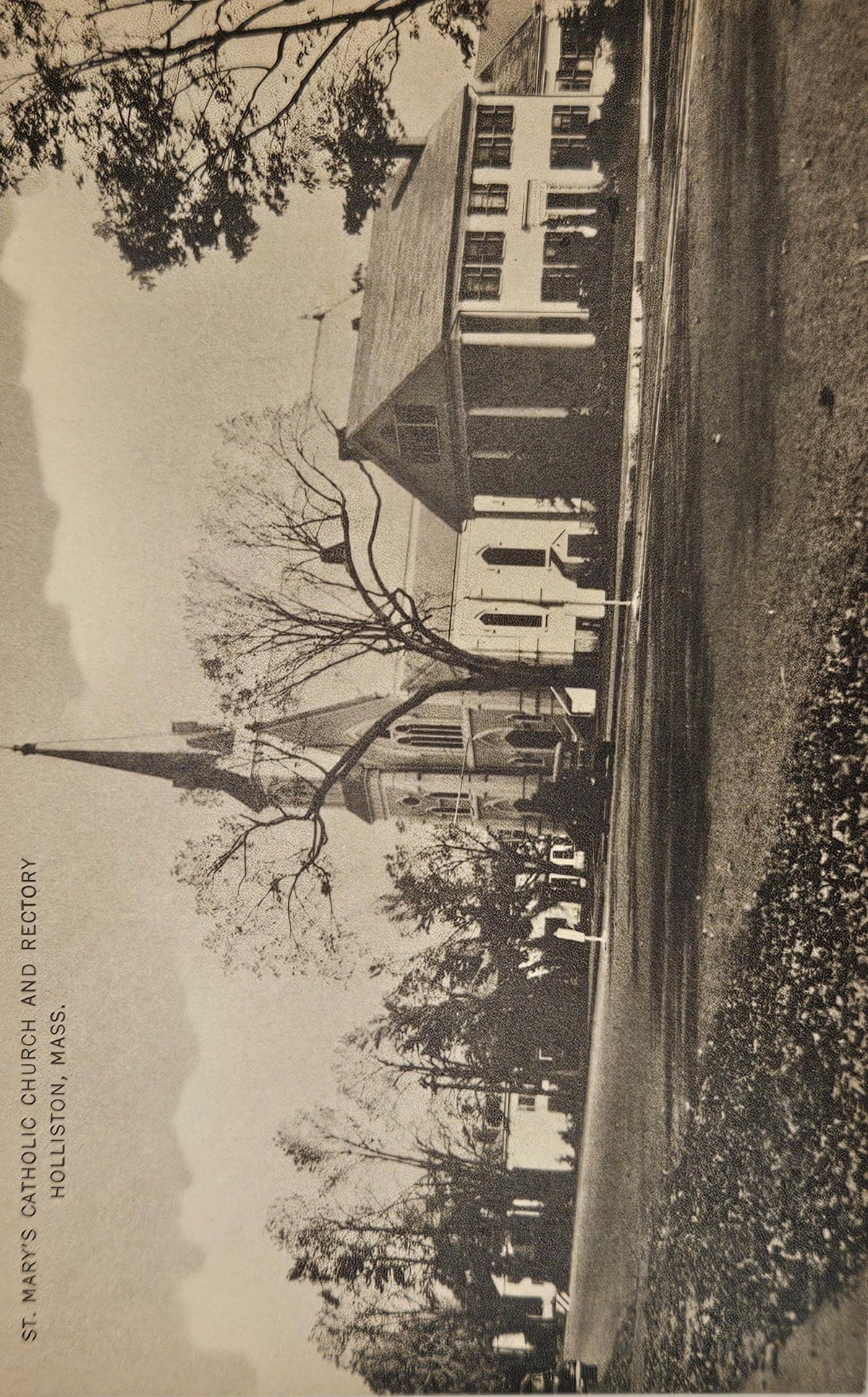 St. Mary's Catholic Church And Rectory Holliston, Massachusetts Photo - Vintage Postcard