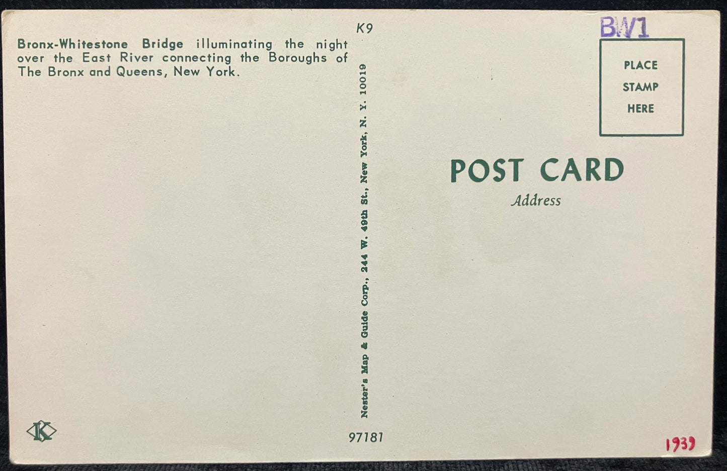 Bronx-Whitestone Bridge - New York - Vintage 1970s Bronx Bridge Postcard