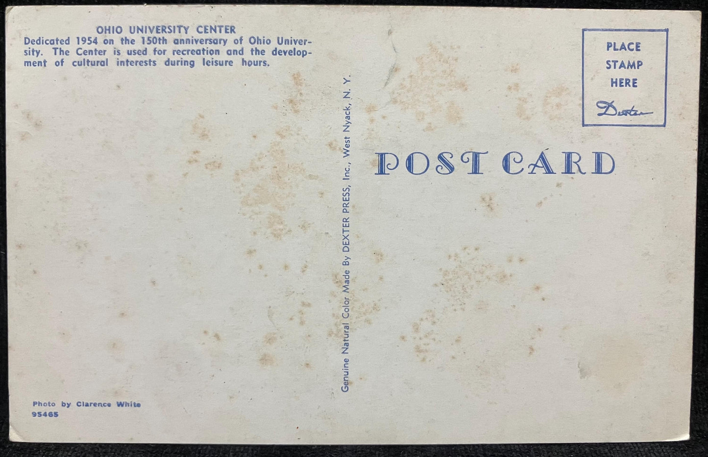 Ohio University Center - Athens, Ohio - Photo: Clarence White - Vintage University Postcard