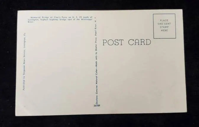 Clay Ferry Memorial Bridge - Lexington, Kentucky - Vintage Postcard