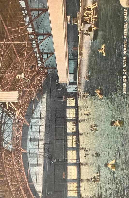 Interior of Bath house, Venice, California - Vintage California Postcard - Built in 1908 as a Public Bath House