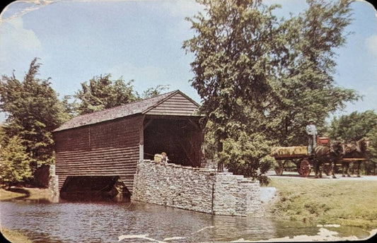 Ackley Covered Bridge, Greenfield Village, Dearborn, Michigan - Vintage Postcard